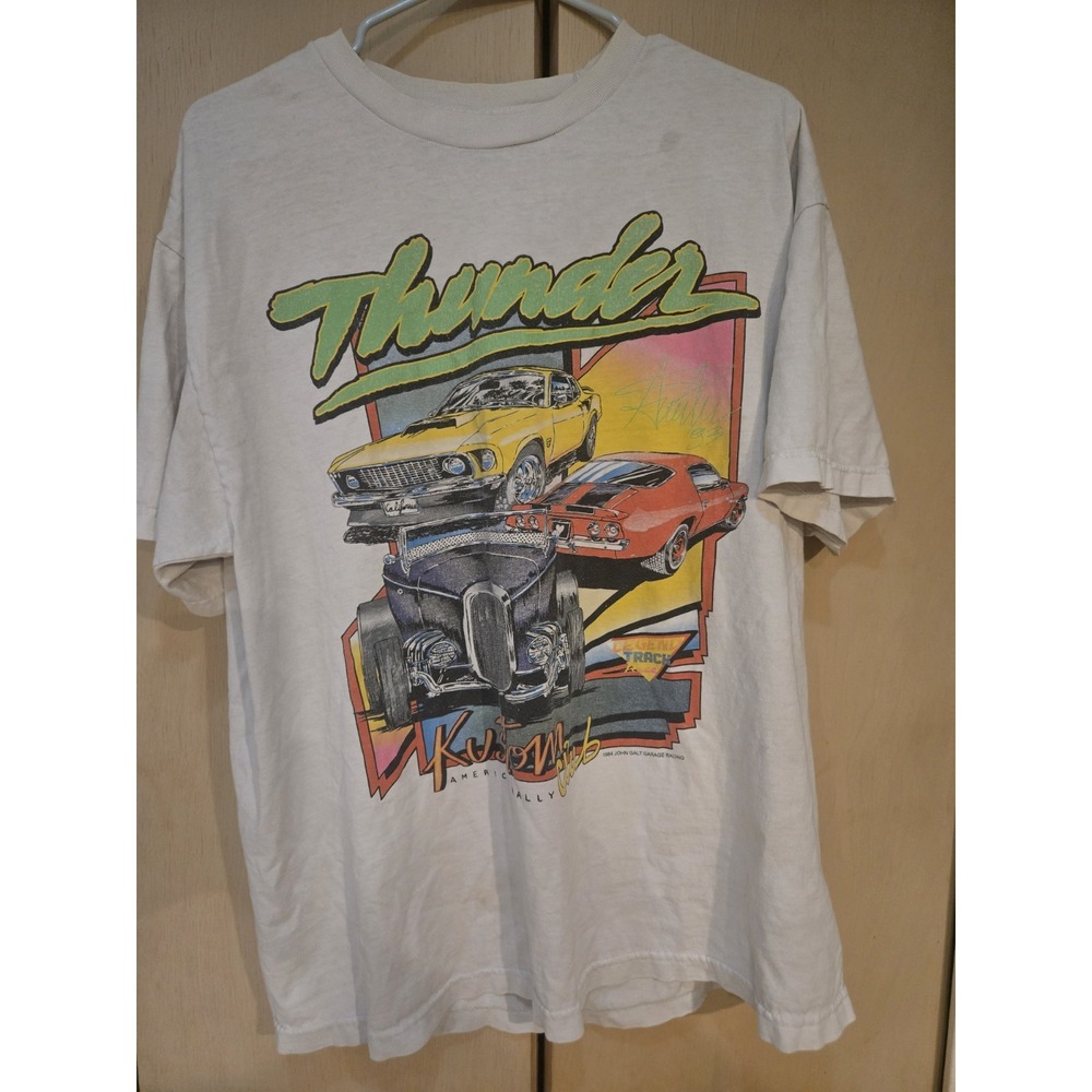 Vintage 1984 Thunder Kustoms Hot Rod Muscle Car Single Stitch T Shirt USA L